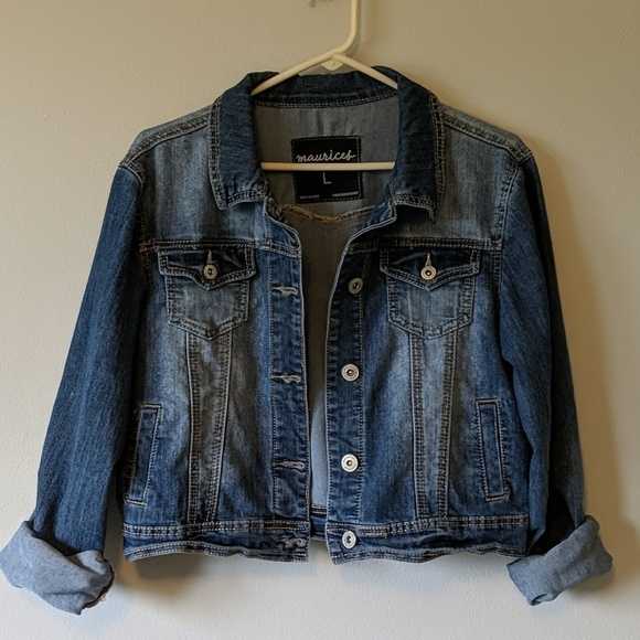 Maurices Jackets & Blazers - Maurices | Cropped Jean Jacket Size L Dark wash